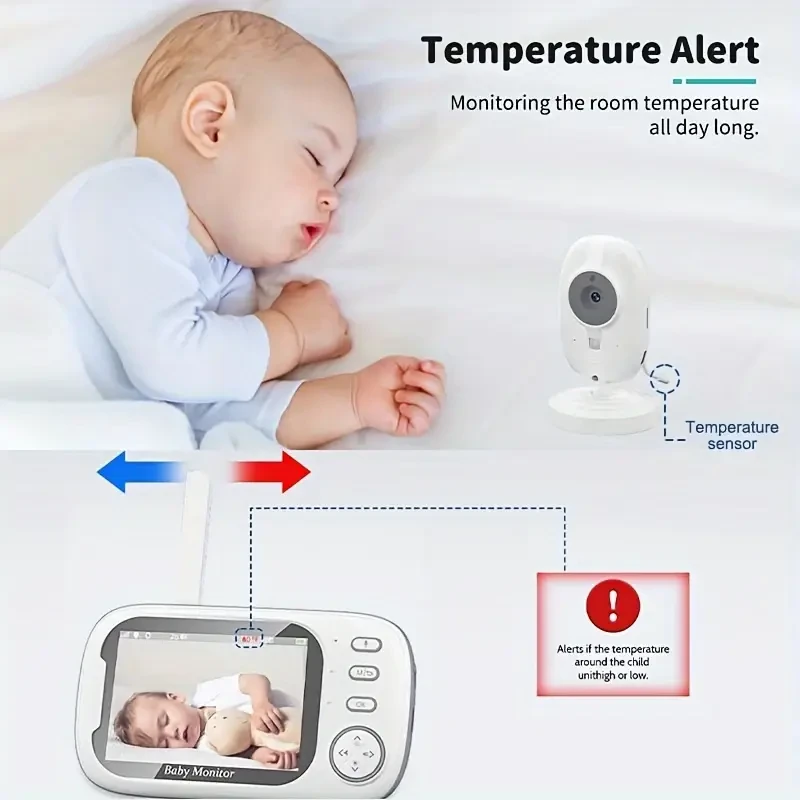 720P Baby Monitor Wireless Video Monitor with Temperature Alert and Night Vision