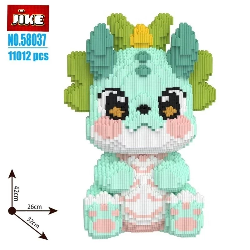 JiKE Nano Blocks BIG DRAGON Series 3D Model, Toy Dragon Stacking Block, DIY Construction Block