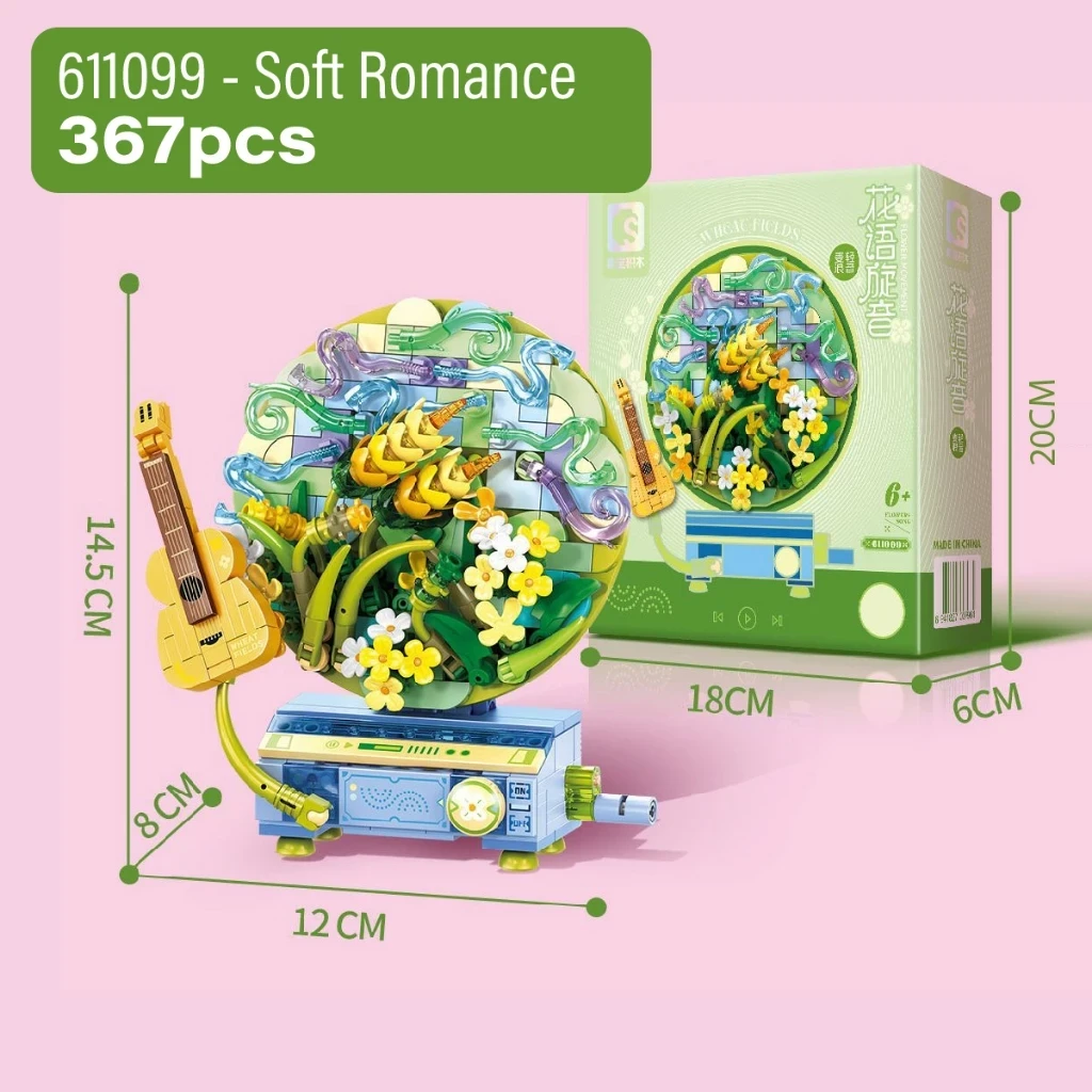 Block City- Sembo Flower Melody Puzzle Block Brick Toys stacking flower vynil, can be rotated