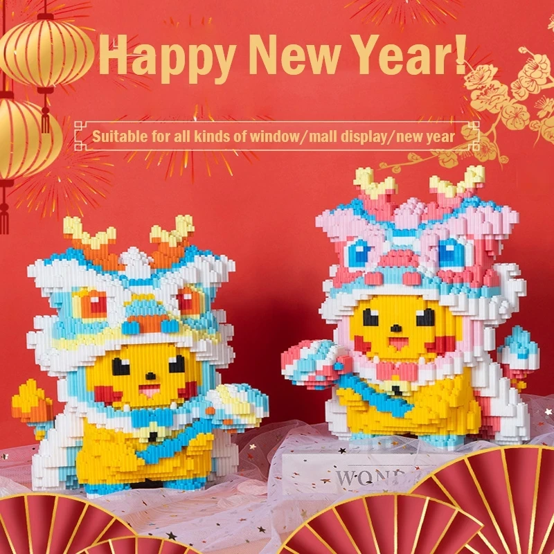 Nano Block Pikachu Barongsai Series | Bricks education Nano Block Block Pikachu Ornament Block