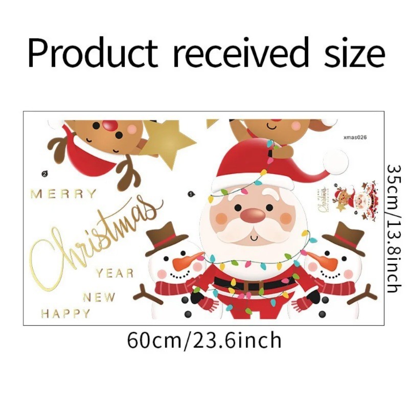 Cartoon Santa Claus, Elk, and Snowman Door & Window Stickers