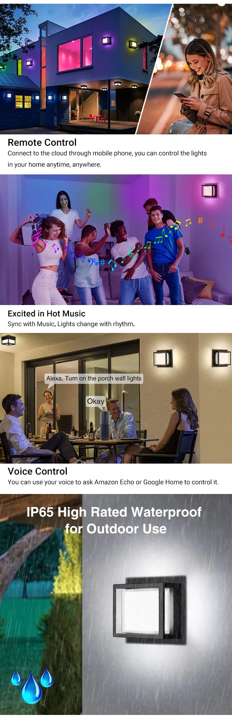 Outdoor Waterproof Wall Lamp Graffiti WiFi Magic Color Remote Control