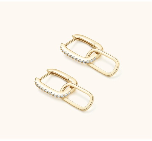 Light Luxury Design Double Ring Moissanite High Sense Niche S925 Silver Tassel Earrings