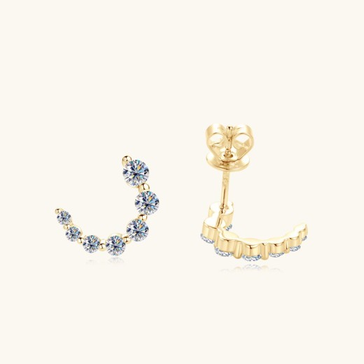 Fashion European And American Style C- Shaped Gradient Diamond Stud Earrings