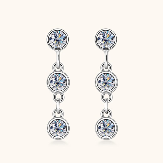 Temperament Wild Moissanite Stud Earrings Female Tassel Eardrops Special-interest Design High Sense S925 Sterling Silver Earrings Wholesale