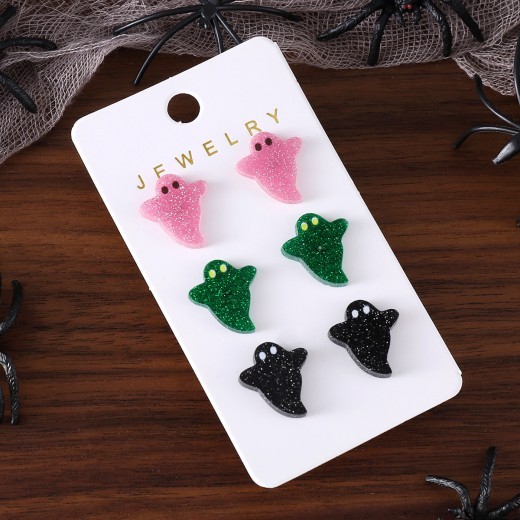 Halloween Cute Colorful Ghost Earings Set