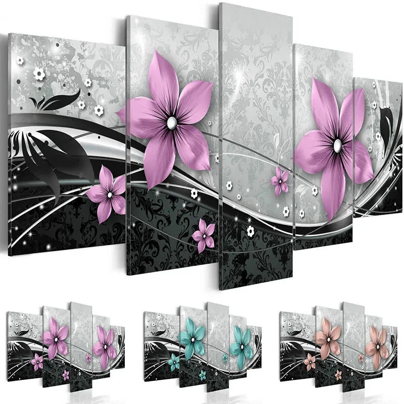 Gorgeous Flower 5 Piece Canvas Wall Art Poster Print Home Decor