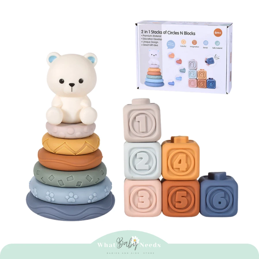Koala and Bunny Silicone Toy (Silicone Block & Ring Donut) Children's Educational Toy