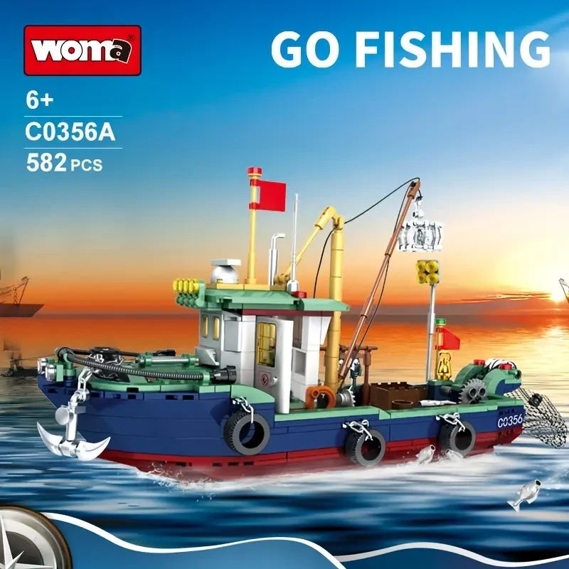 WOMA Go Fishing Boat Building Blocks Set