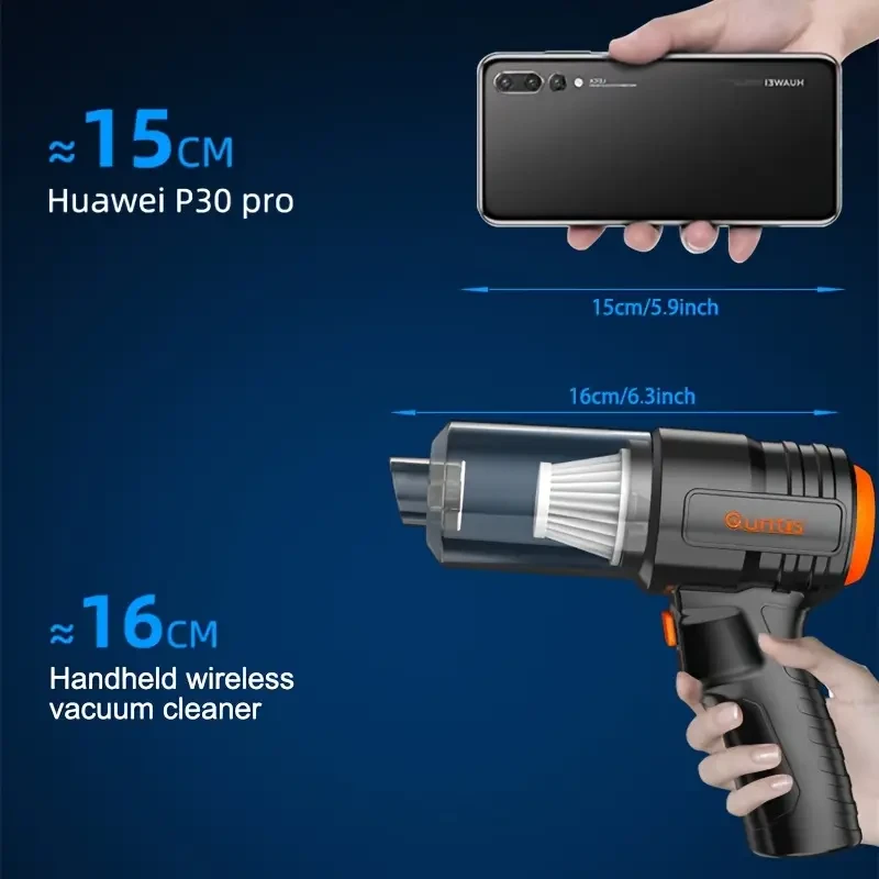 3in1 Portable Cordless Hand-held Vacuum Cleaner, Cyclone Suction Wireless Vacuum Cleaner, Rechargeable Strong Suction Vacuum Cleaner Suitable For Cars/Offices/Homes