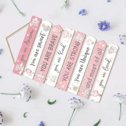 8pcs Elephant Motivational Quote Wooden Wall Hanging Signs