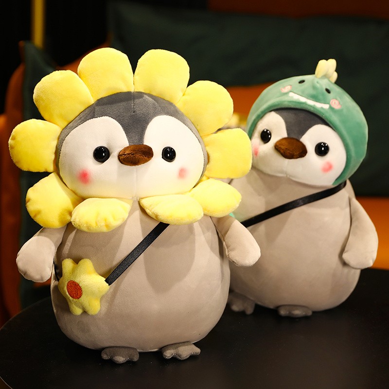 25cm Kawaii Penguin Plush Toys - Lovely Penguin Turn to Dinosaur Sunflower Dolls