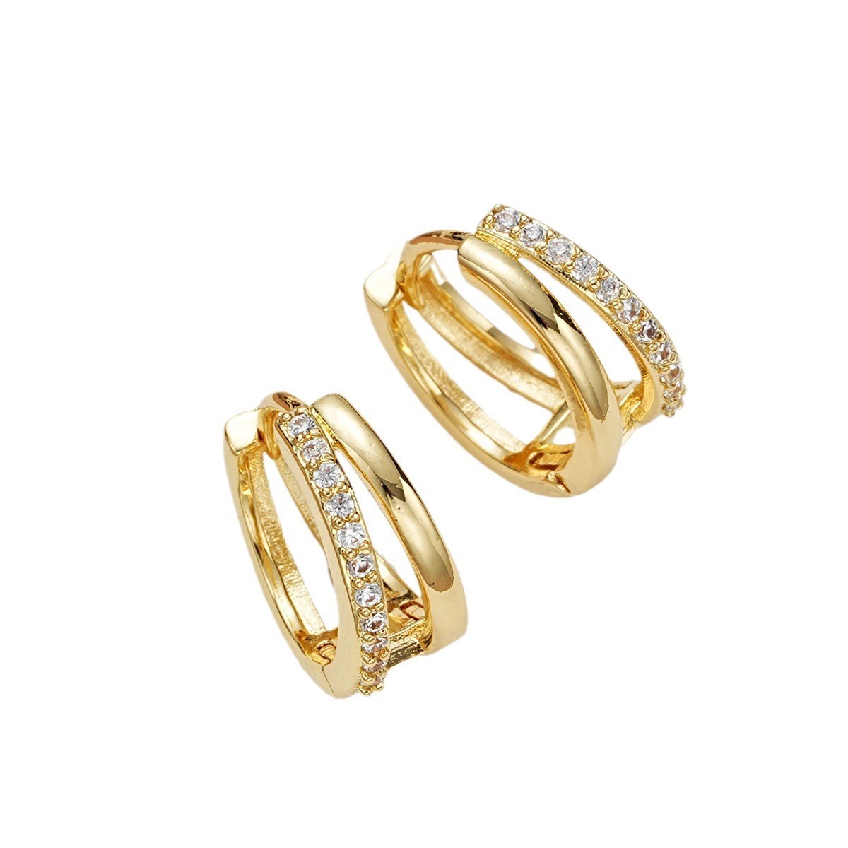 Europe Double Layered Zircon Hoop Earrings for Women
