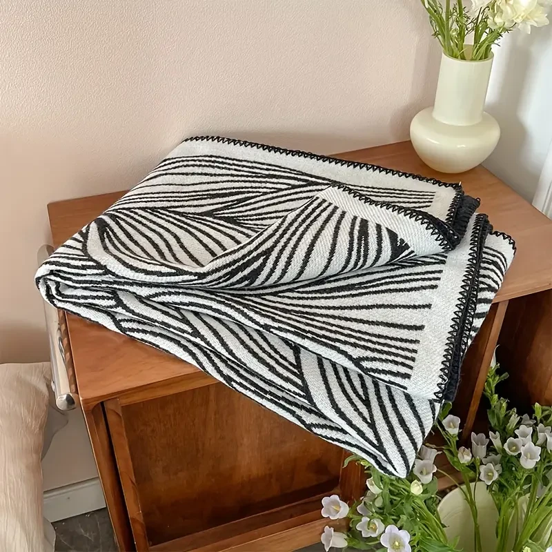 Contemporary Striped Knitted Throw Blanket