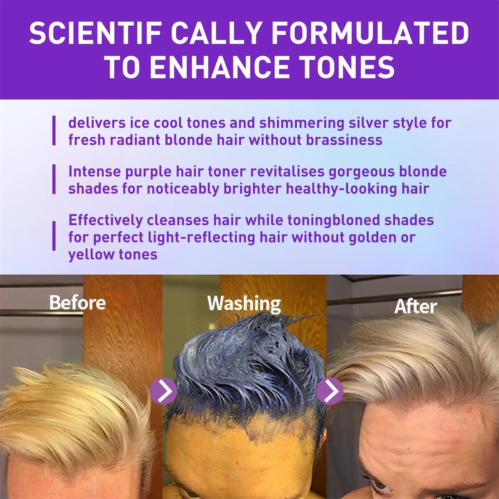 Color Fixing Shampoo for Fading Yellow After Bleaching Care and Grey Hair Color Lock