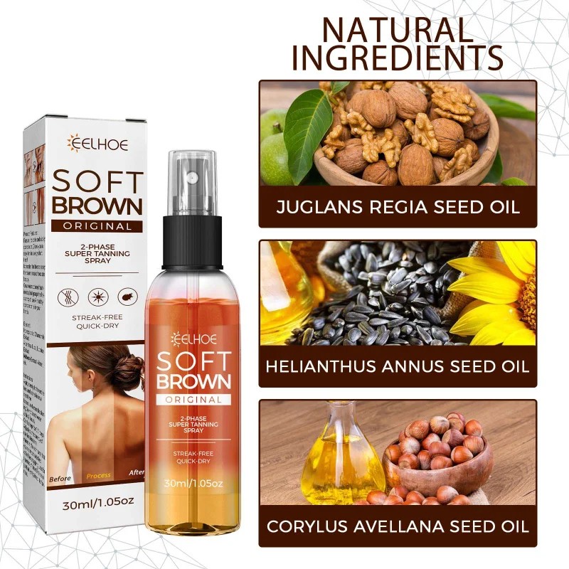 Self Spray Tan Natural Tanning Oil Mousse Gradual Face and Body Moisturizer, Quick Dry, 30ml