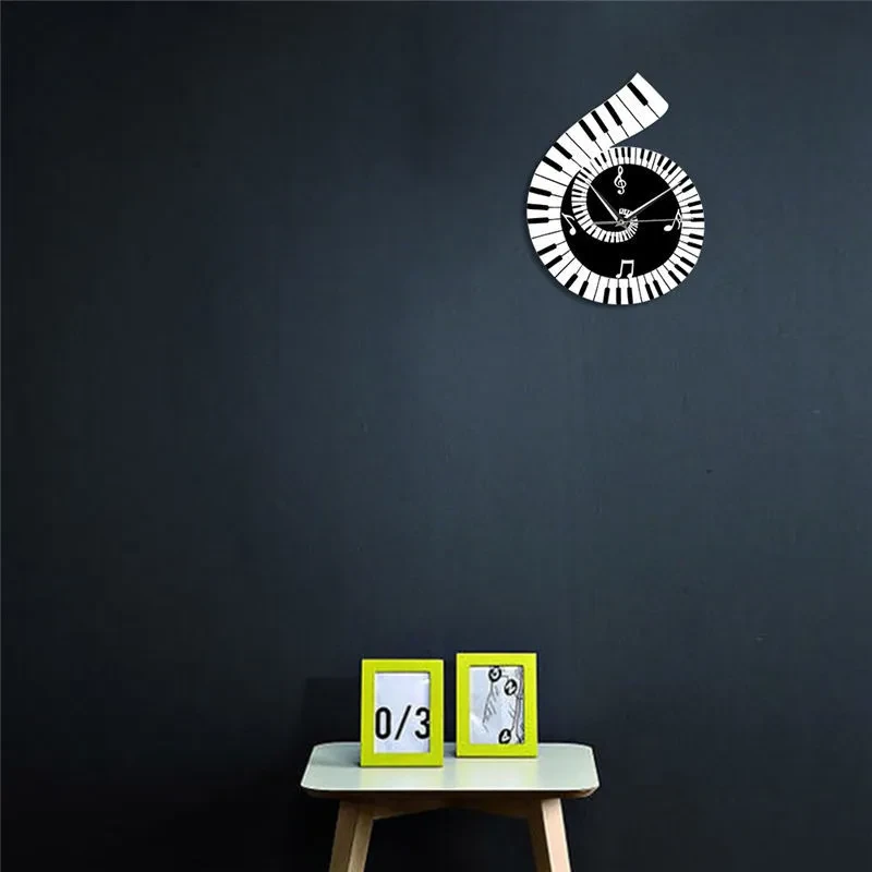 Decoration Wall Clock Treble Clef Piano Keyboard