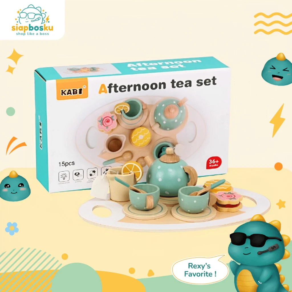Wooden Toys Gingek Coconut Woode Toys Afternoon Tea Set ET