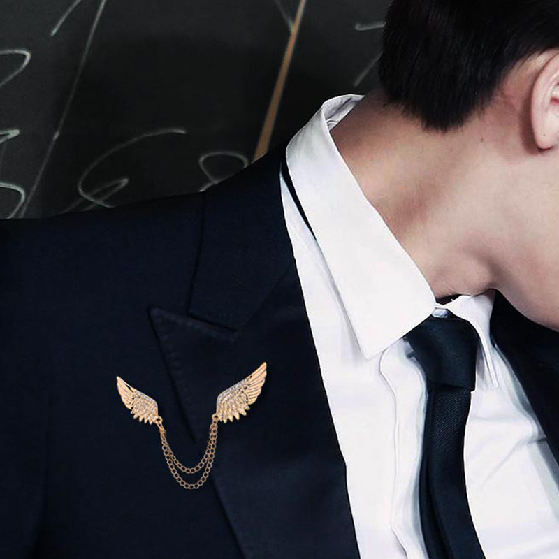 Angel Wings Chain Pin Buckle Collar Pin