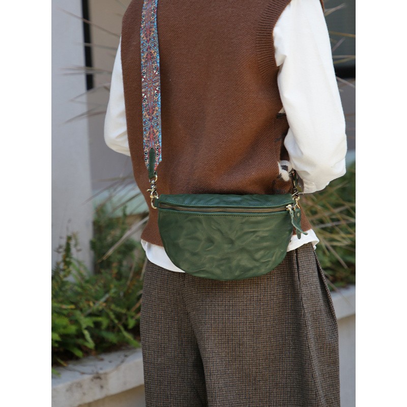 Skeleton-skin Saddle Bag Wide Shoulder Strap Top Layer Cowhide Retro Simple Bohemian Style