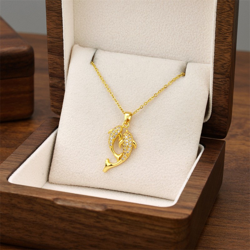 Exquisite Titanium Steel Dolphin Pendant Necklace