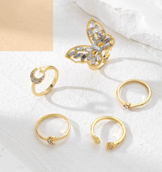 Fashion Jewelry Silver Color Butterfly Rings For Women Men Lover Vintage Geometric Metal Couple Finger Rings Set Gift Jewelry