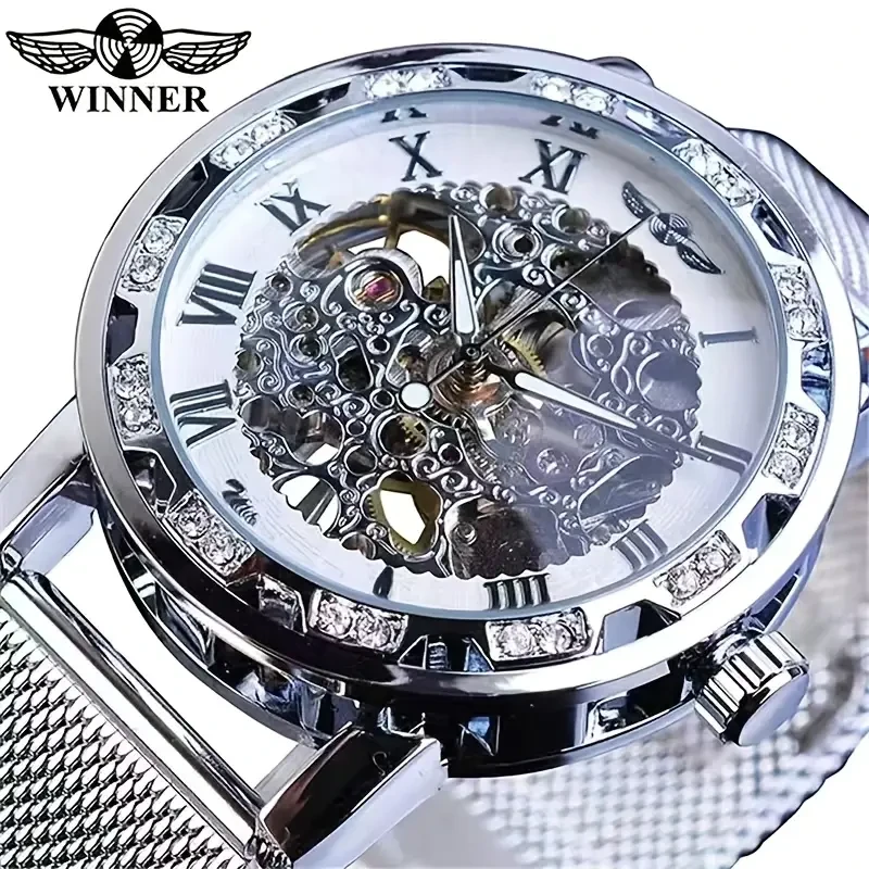 Stylish Men's Mechanical Watch with Skeleton Design