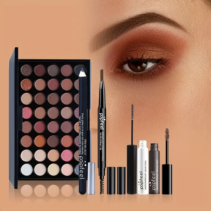 24pcs All-in-One Makeup Kit, Mixed Color Palette, Foundation, Concealer, Eyeshadow, Lipstick, Brushes, Tools, Paste Form, Complete Cosmetic Set