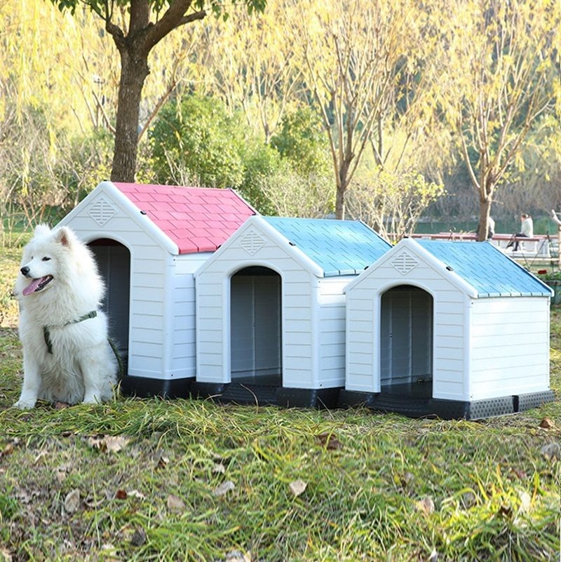 XXL Pet Dog House Plastic Dog Kennel Indoor Outdoor Shelter 122cm