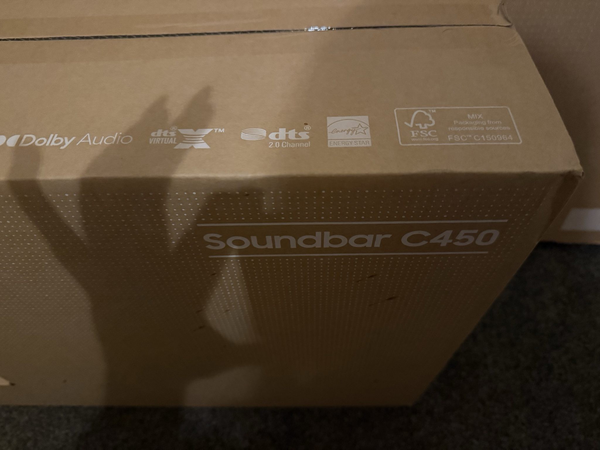Boxed 55  samsung crystal UHD DU8500 and Soundbar C450