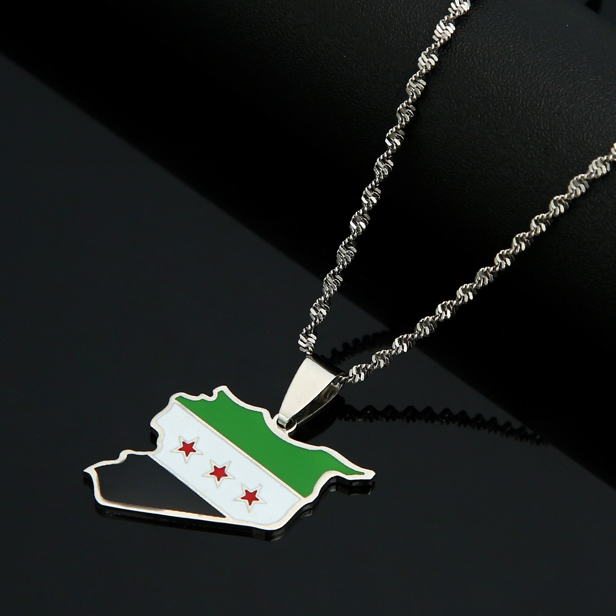 Syria Map Flag Pendant Necklace