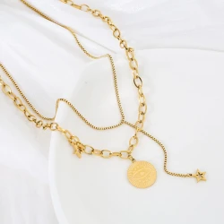 Double-layer God's Eye Titanium Steel Necklace