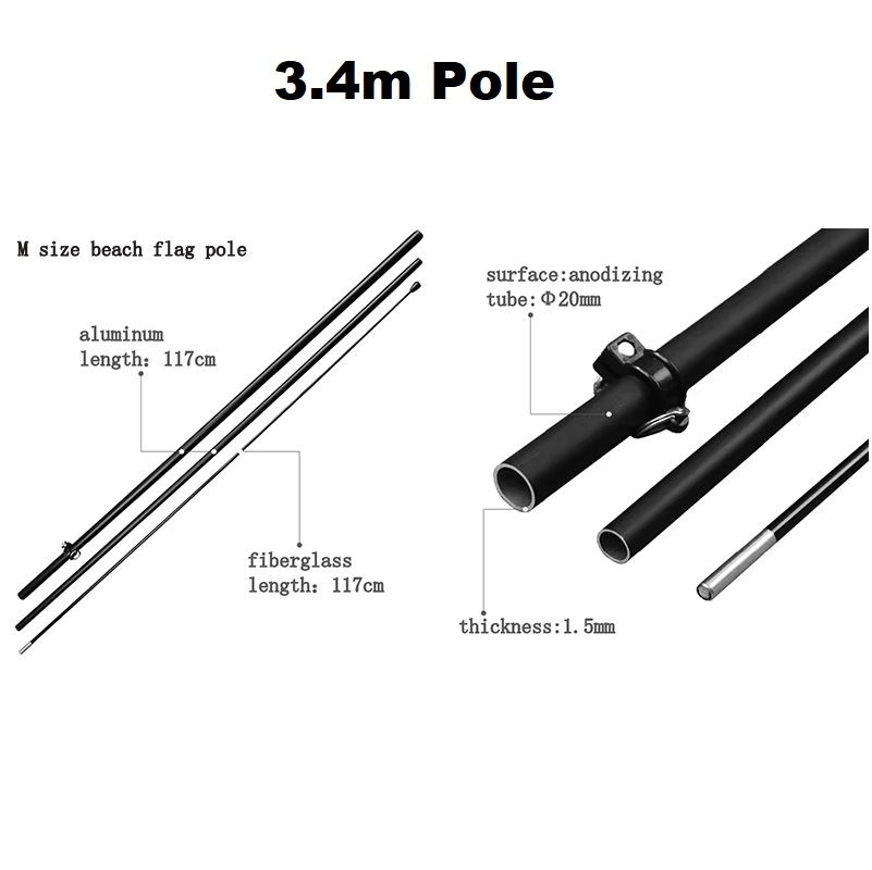 POLE - for 3.4M Feather Banner Flag