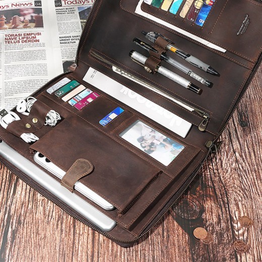 Vintage Crazy Horse Leather Handbag Tablet Computer Leather Sleeve