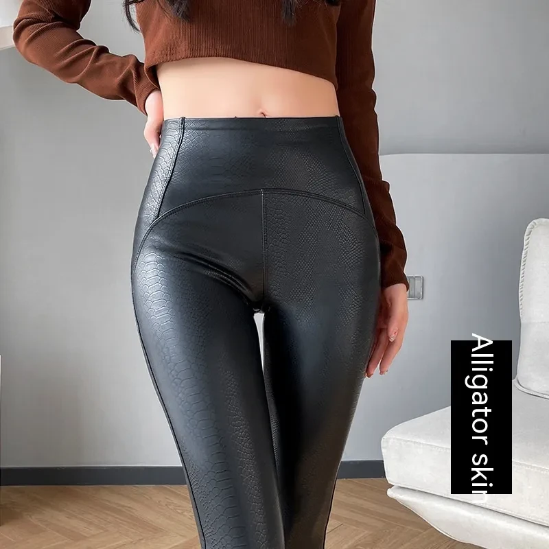 Large Size Flock Leggings Tight Stretch Feet