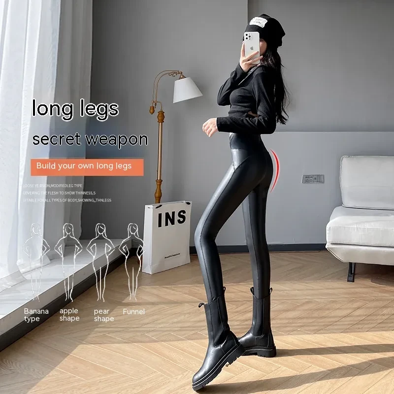 Large Size Flock Leggings Tight Stretch Feet