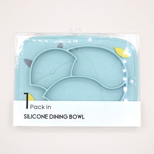Color Matching Soft Cute Fox Strong Adsorption Platinum Silicone Dinner Plate Integrated Children'S Non-Slip Partitioned Dinner Plate