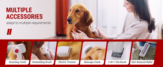 VacLife Pet Hair Vacuum For Shedding Grooming With Dog Clipper - Multipurpose Dog Grooming Kit With Brushes And Other Grooming Tools For Dogs And Cats