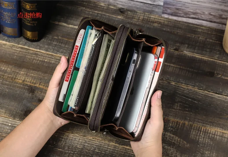 Retro Crazy Horse Cowhide Business Casual Clutch
