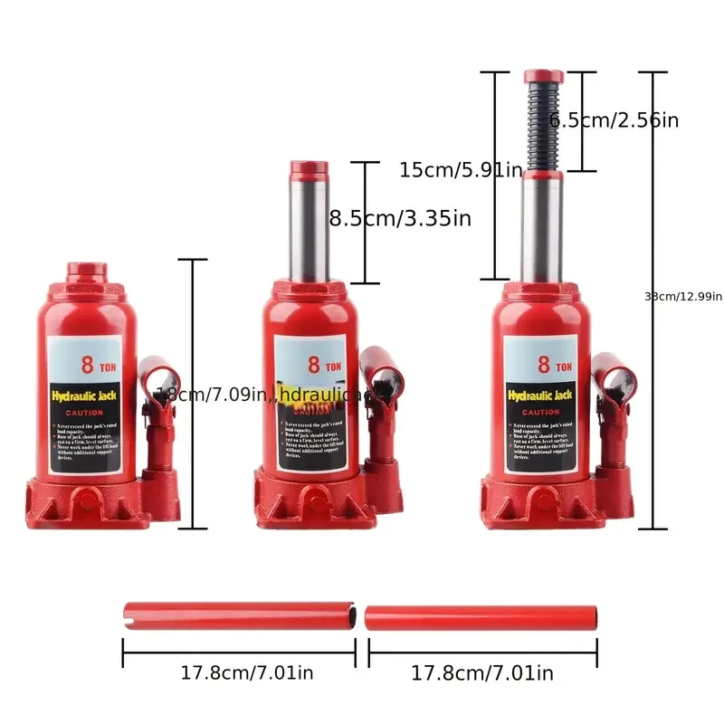 8 Ton Hydraulic Bottle Jack Lift Car Lifting Tool Truck Caravan Tractors 4WD SUV