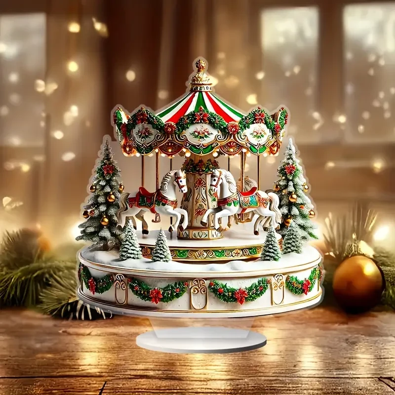Acrylic Carousel Music Box - Tabletop Horse-Themed Decor