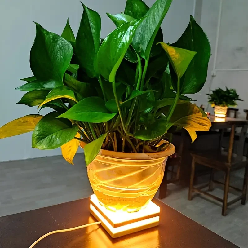 Square Wooden Art Table Lamp 3 Colors, 9 Adjustable Brightness Levels, USB Energy-Saving, Natural Warm White Light, LED, with Push Button Control, Dimmable, Made of Real Wood, for Bedroom, Study, Living Room, Indoor Use