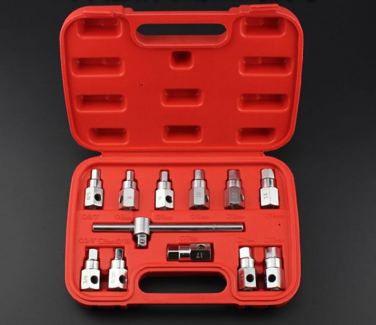 12Pcs Oil Drain Plugs Removal Tool Key Socket Kit