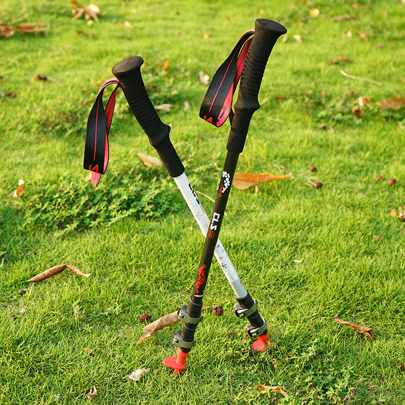 Outdoor carbon fiber trekking pole lightweight carbon outer lock telescopic walking stick