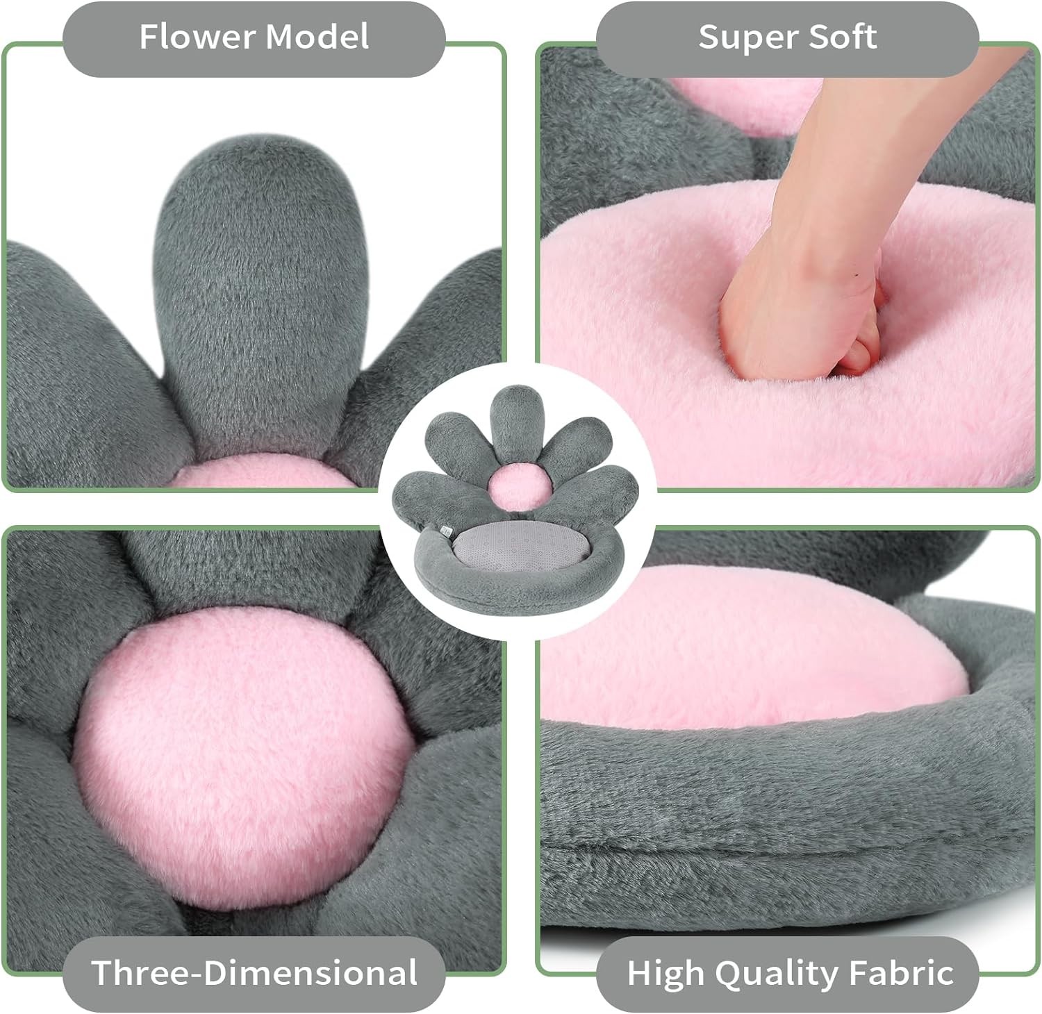 Round Nesting Cat Scratching Board Pet Nest Mat Flower Shape Seat Cushion Comfy Kawaii Gaming Chair Cushions 19 Inch Lazy Sofa Office Floor Pillow Cute Stuff For Gamer Bedroom Decor Grey