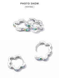 New Dense Inlaid Zircon Garland Ear Clip Sterling Silver