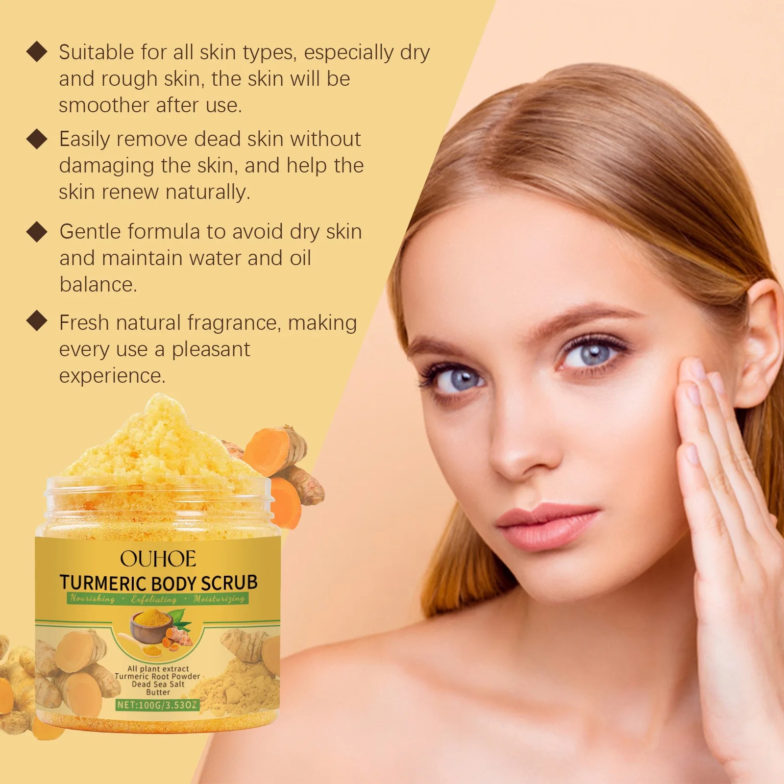 Turmeric Body Scrub for Women & Men Lightening, Exfoliating, and Moisturizing Skin Care