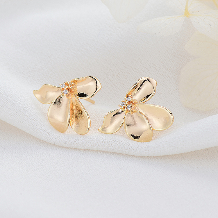Copper French Metal Flower Earrings