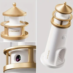 1pc Lighthouse Night Light with Clear Moon Projection, Human Body Sensing Switch, Long-Brightness Function, Sealed Packaging, Suitable for Various Atmospheres