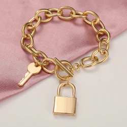 Thick Chain Key Lock Pendant Anklet